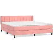 vidaXL Boxspring met matras fluweel roze 180x200 cm