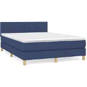 vidaXL Boxspringbed met matras, blauw, 140x200 cm, gestoffeerd