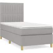 vidaXL Boxspring met matras stof lichtgrijs 100x200 cm