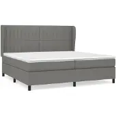 vidaXL Boxspringbed met matras, donkergrijs, 200x200 cm, gestoffeerd