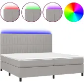 vidaXL Boxspring met matras en LED stof lichtgrijs 200x200 cm