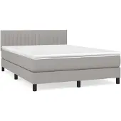 vidaXL Boxspring met matras stof lichtgrijs 140x200 cm