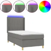 vidaXL Boxspring met matras en LED stof donkergrijs 80x200 cm