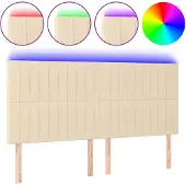 vidaXL Hoofdbord LED 180x5x118/128 cm stof crèmekleurig