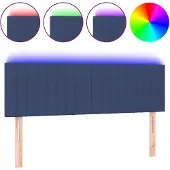 vidaXL Hoofdbord LED 144x5x78/88 cm stof blauw