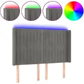 vidaXL Hoofdbord LED 147x16x118/128 cm fluweel lichtgrijs