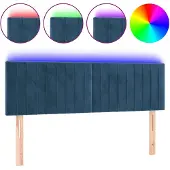 vidaXL Hoofdbord LED 144x5x78/88 cm fluweel donkerblauw
