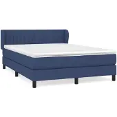 vidaXL Boxspring met matras stof blauw 140x190 cm