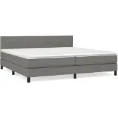 vidaXL Boxspring met matras stof donkergrijs 200x200 cm
