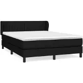 vidaXL Boxspring met matras stof zwart 140x200 cm