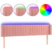 vidaXL Hoofdbord LED 183x16x78/88 cm fluweel roze
