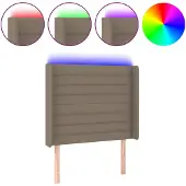 vidaXL Hoofdbord LED 83x16x118/128 cm stof taupe