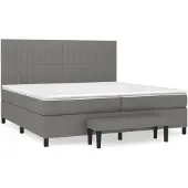 vidaXL Boxspring met matras stof donkergrijs 200x200 cm