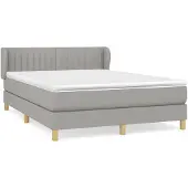 vidaXL Boxspring met matras stof lichtgrijs 140x200 cm