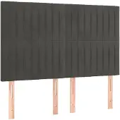 vidaXL Hoofdbord donkergrijs 144x5x118/128 cm Fluweel