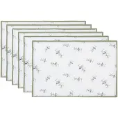 Clayre & Eef Placemats Set van 6 48x33 cm Wit Katoen Olijven Wit