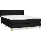 vidaXL Boxspring met matras stof zwart 140x190 cm