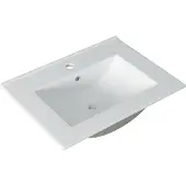 Saniclass Vygo Meubelwastafel - 81x2x46cm - overloop - 1 wasbak - 1 kraangat - keramiek - glans wit