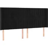 vidaXL Hoofdbord met randen 183x16x118/128 cm fluweel zwart