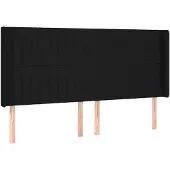 vidaXL Hoofdbord met randen 203x16x118/128 cm stof zwart