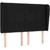 vidaXL Hoofdbord met randen 147x23x118/128 cm stof zwart