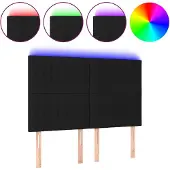 vidaXL Hoofdbord LED 144x5x118/128 cm stof zwart