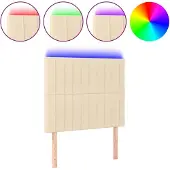 vidaXL Hoofdbord LED 100x5x118/128 cm stof crèmekleurig