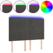 vidaXL Hoofdbord LED 144x5x118/128 cm fluweel donkergrijs