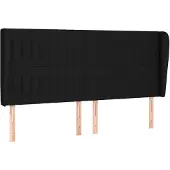 vidaXL Hoofdbord met randen 203x23x118/128 cm stof zwart