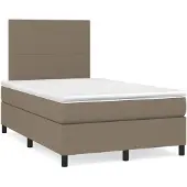 vidaXL Boxspring met matras stof taupe 120x200 cm