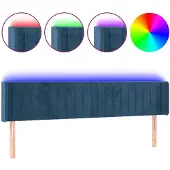 vidaXL Hoofdbord LED 163x16x78/88 cm fluweel donkerblauw