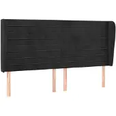 vidaXL Hoofdbord met randen 203x23x118/128 cm fluweel zwart