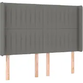 vidaXL Hoofdbord met randen 147x16x118/128 cm stof donkergrijs