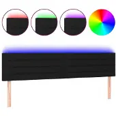 vidaXL Hoofdbord LED 160x5x78/88 cm stof zwart
