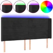 vidaXL Hoofdbord LED 163x16x118/128 cm fluweel zwart