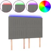 vidaXL Hoofdbord LED 144x5x118/128 cm stof donkergrijs