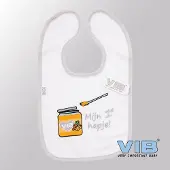 Vib - Slabbetje Luxe velours - Mijn 1e Hapje (Wit-Grijs) - Babykleertjes - Slabbetjes - zwangerschap aankondiging - baby aankondiging