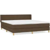 vidaXL Boxspring met matras stof donkerbruin 180x200 cm
