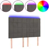 vidaXL Hoofdbord LED 144x5x118/128 cm fluweel donkergrijs