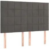 vidaXL Hoofdbord donkergrijs 144x5x118/128 cm Fluweel