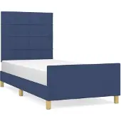 vidaXL Bedframe zonder matras 90x190 cm stof blauw