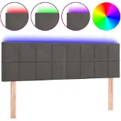 vidaXL Hoofdbord LED 144x5x78/88 cm fluweel donkergrijs