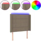 vidaXL Hoofdbord LED 83x16x118/128 cm stof taupe