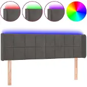 vidaXL Hoofdbord LED 147x16x78/88 cm fluweel donkergrijs