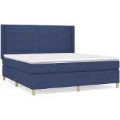 vidaXL Boxspringbed met matras, blauw, 180x200 cm, gestoffeerd