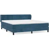vidaXL Boxspring met matras fluweel donkerblauw 180x200 cm