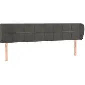vidaXL Hoofdbord met randen 203x23x78/88 cm fluweel donkergrijs
