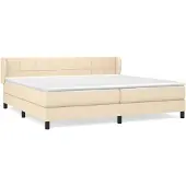 vidaXL Boxspring met matras stof crèmekleurig 200x200 cm
