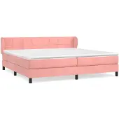 vidaXL Boxspring met matras fluweel roze 200x200 cm