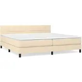 vidaXL Boxspring met matras stof crèmekleurig 200x200 cm